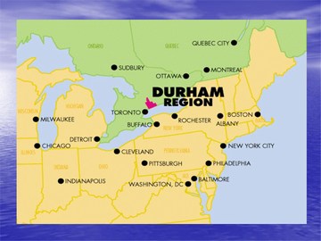 Location map for durham, ontario