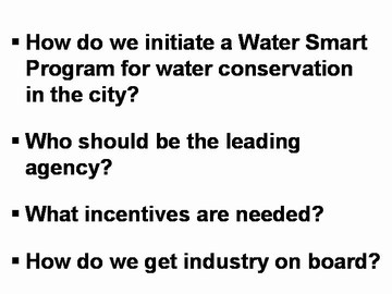 Water & cities - questions for water conservation dialogue