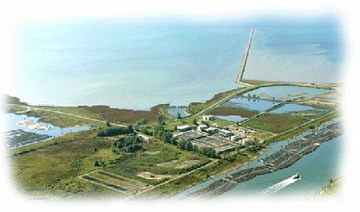 Aerial view of iona island sewage treatment plant (360p)